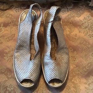 FLY London Perforated Leather Wedge Sandals -Used